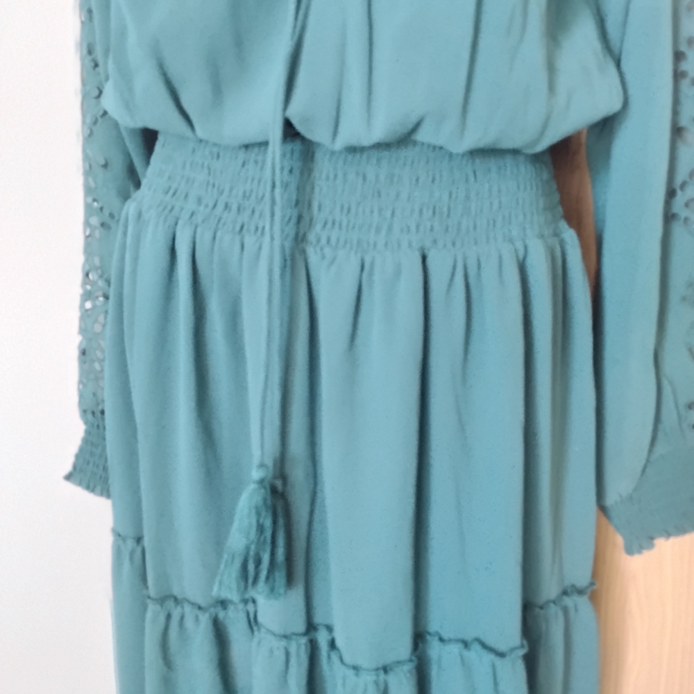 Chic Teal Long Sleeve Maxi Dress - Picture 3 of 6
